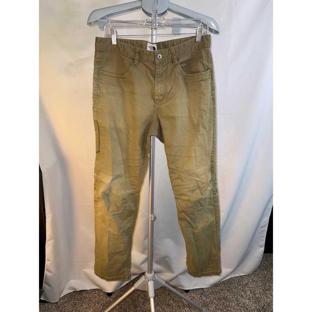 North Face Mens Hiking Pants 32x30 Olive Tan Canvas Articulated Knee Trail Carg